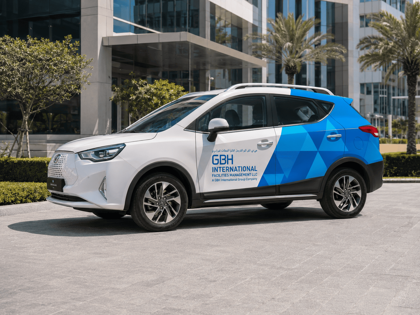 Car branding in Dubai with side wrap and printed cut-out vinyl stickers