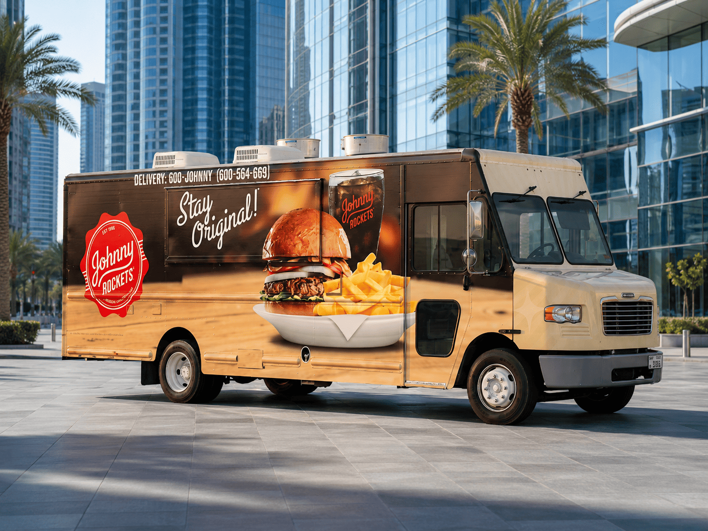 Food truck branding Dubai Food truck branding in Dubai with custom printed vehicle wrap graphics
