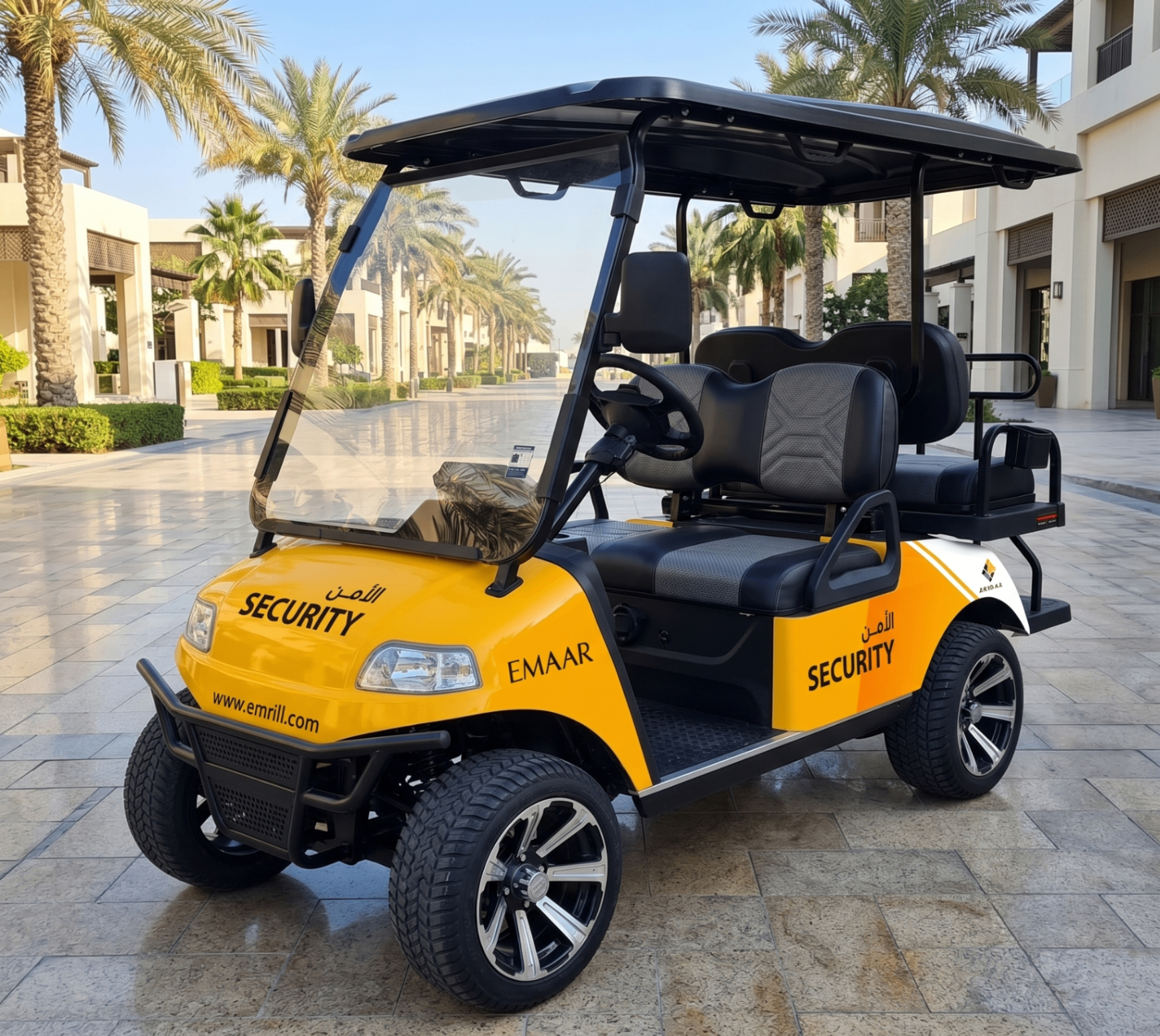 Small utility delivery vehicle branded with printed graphics in Dubai